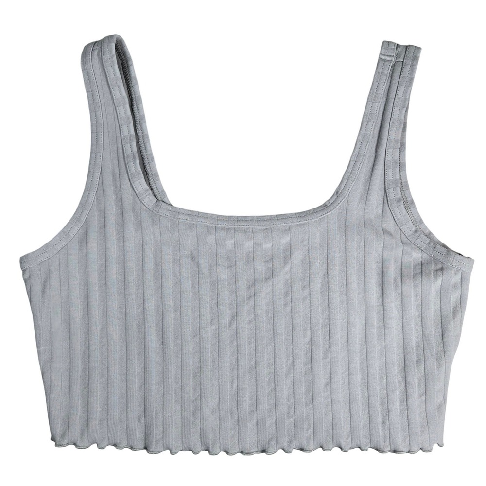 OFFLINE by Aerie OG Original Ribbed Crop Tank Top Grey‎ Large 7967001811